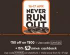 Rs 50 off on Rs 500 + 15 % Cashback via Mobikwik