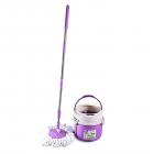Cello Kleeno Ultra Clean Spin Mop Bucket With Round Refill Heads (Violet, 4-Pieces)
