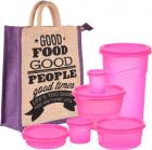 THUNDERFIT Rich Lunch Box with Jute Bag Containers Tiffin for Office Collage and School Ideal for Men Women and Childrens ( Lunch Box Container Size - 100 ml, 175 ml, 225 ml, 350 ml, 375 ml, 550 ml)-21 6 Containers Lunch Box  (550 ml)