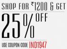 Shop for Rs. 1200 & get 25% off on all products
