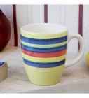 Roxx Hand Painted Stripes Mug White, Green, Blue & Red