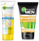 Garnier Skin Naturals Light Complete Duo Action Facewash, 100g & Garnier Men Power White Anti-Dark Cells Fairness Face Wash, 100g