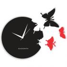 Beautiful Butterfly Wall Clock Black and Red