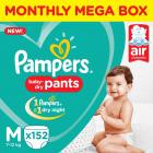 Pampers Pants Diapers Monthly Box Pack New - M  (152 Pieces)