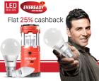 Eveready LED Bulbs & Emergency Lights at Extra 25% Cashback