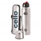 Cello Flip Style Stainless Steel Bottle, 1 Litre, Silver