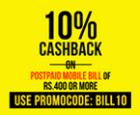 10% Cashback on min. Postpaid Mobile Bill of Rs.400 or more