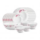 Larah by Borosil Fluted Verona Dinner Set, 25-Pieces, White