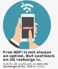 Recharge for Rs. 100 or more, and get Rs.20 cashback on your 3G recharge