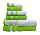 Spaces 6-Pieces Cotton Towel Set - White and Lime Space