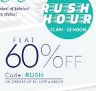 Rush Hour Sale Flat 60% off + Extra 25% cashback via Mobiwik