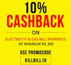 10% cashback at bill payments till 15th October