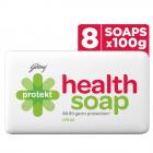 Godrej Protekt Health Bath Soap, Anti-bacterial with 99.9% Germ Protection - Citrus Fragrance, Pack of 8 (100g each)