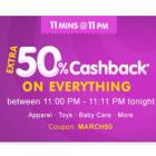 50% Cashback + 10% Cashback