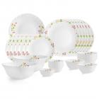 Cello Opalware Dazzle Secret Garden Dinner Set, 27Pcs, White