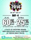 Flat 60 + extra 25% + 15% cashback Off On selected sales