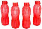 Signoraware Aqua Fresh Plastic Water Bottle, 500ml, Set of 4, Deep Red