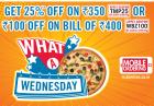 25% off on Rs. 350 & Rs. 100 off on Rs. 400 on Pizza