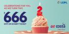 Air Costa 2nd Anniversary offer: Flat Rs 666 off on Every economy class ticket