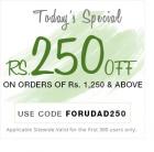 Rs.250 off on all orders over Rs. 1250