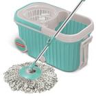 Spotzero by Milton Elite Spin Mop with Bigger wheels & Auto Fold Handle for 360 Degree Cleaning (Aqua Green, Two Refills)