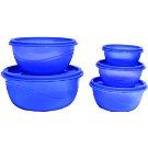 Princeware Plastic Bowl Package Container, Set of 5, Blue