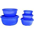 Princeware Plastic Bowl Package Container, Set of 5, Blue