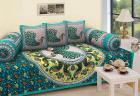 RajasthaniKart 6 Piece 144 TC Cotton Deewan Set - Abstract, Green