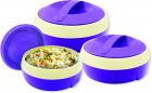 Princeware Solar Plastic Casserole Set, 3-Pieces, Violet