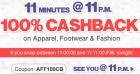 100% Cashback @ 11 PM