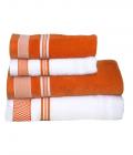 SPACES by Welspun Bath Set Orange and White Towel Set 4 pc set