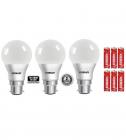 Eveready 9W-900 Lumens 6500K Pack of 3 LED Bulb With Free 6 Battery