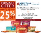 Flat 25% off on orders above Rs.500 of Bikaji Sweets & Namkeens Using ICICI Debit Card