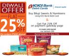 Flat 25% off on orders above Rs.500 of Bikaji Sweets & Namkeens Using ICICI Debit Card