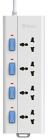 Bull 4 Socket,4 Switch,3 M Wire Extension Board (White)