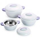 Cello Stainless Steel And Plastic Polyproplene Elegant Casserole Set (3 Pcs)