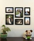 Painting Mantra Art Street Decorous Wood Wall Photo Frame (Black,Set of 6 Wall Photo Frames)