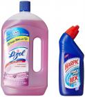Lizol Disinfectant Floor Cleaner Lavender- 975 ml with Free Harpic Power Plus Toilet Cleaner- 200 ml (Any Variant)