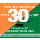 Upto 70% off + Extra 30% Off + Extra 10% Cashback On Clothing,Footwear & Accessories
