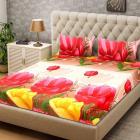 Status Polyester Floral Double Bedsheet  (1 Double bed bedsheet with 2 pillow Cover, Pink)