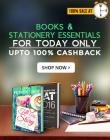 100% cashback sale on books and stationery essentials