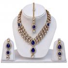 Shining Diva Blue Kundan Traditional Necklace Jewellery Set with Earrings