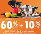 Upto 60% off + Extra 10% off on 1299 & above