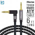 iVoltaa 3.5mm Braided Aux (Auxiliary) Audio Cable - 6 Feet (1.8 Meters) - Space Grey