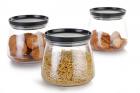 Bellerbird Plastic Matka Containers for Kitchen Storage, Airtight 900 Ml, (Set of 3, Black)