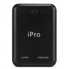 iPro IP1042 10400mAH Power Bank for Tablets and Smartphones (Black)