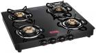 Prestige Marvel Glass 4 Burner Gas Stove, Black