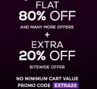 Flat 80% off + extra 20% off + extra 30% Cash Back max.Rs 200 via mobikwik