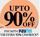 Fashion: Get upto 90% off + extra 15% cashback with paytm