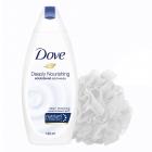 Dove Deeply Nourishing Body Wash, With Exfoliating Beads For Softer, Smoother Skin With Free Loofah, 190 ml